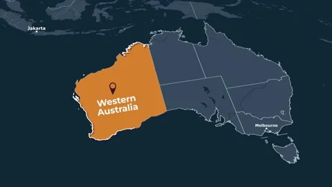 Animated map of Western Australia, Australia, highlighting the state Stock Footage 345202670
