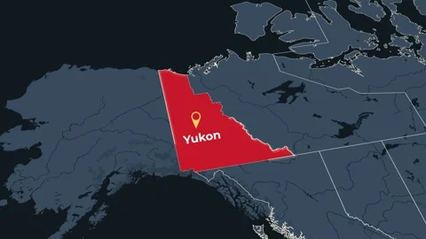 Animated map of Yukon, Canada, highlighting the territory Stock Footage 344933648