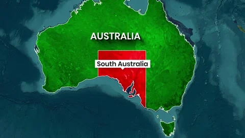 Animated Map Zoom to Australia, Highlighting South Australia State Borders Stock Footage 340631237
