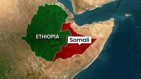 Animated Map Zoom to Ethiopia Highlighting Somali Region Borders Vídeo Stock 340631100