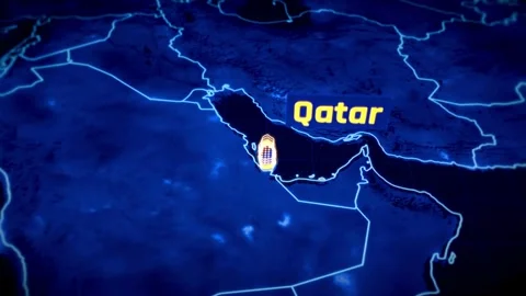 Animated Map Zoom to Qatar - Middle East Highlight Stock Footage 282197419