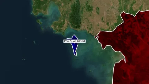 Animated map zoom revealing Phu Quoc Island in a motion clip Stock Footage 341753489