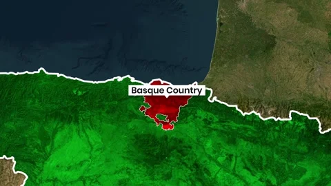 Animated Map Zoom to Spain Highlighting Basque Country Region Location Stock Footage 342386218