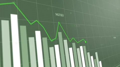 Animated market trend visualization, dynamic downward movement of bar graphs, Video stock 281442113