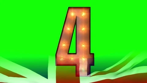 Animated marquee number four on green screen background Stock Footage 337444471