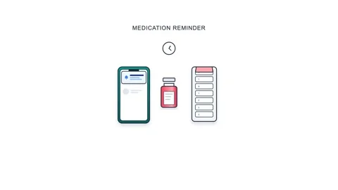 Animated medication reminder app notification loop for daily pill adherence 库存影片 339315082