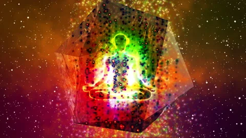 Animated Meditation people with Hexagonal 3d effect Stock Footage 170170652