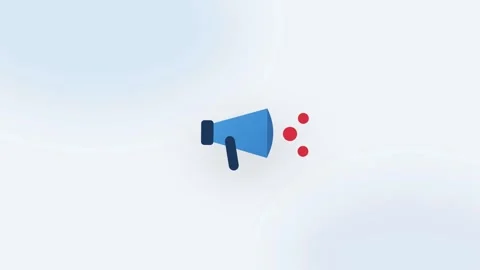 Animated Megaphone Icon Emitting Red Dots Announcing Message Stock Footage 345165009