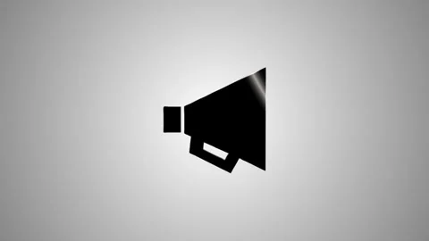 Animated megaphone icon rotating in three dimensions on gray gradient backg.. Stock Footage 346491285
