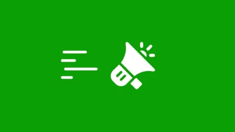 Animated megaphone icon with sound waves on green screen background for mar.. Stock Footage 346497525