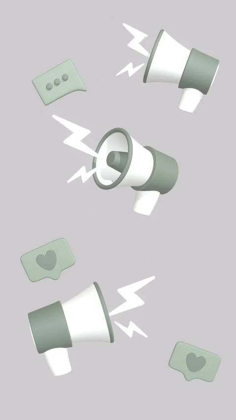 Animated Megaphone With Speech Bubble And Like Icon In Vertical Video. 動画素材 276301226