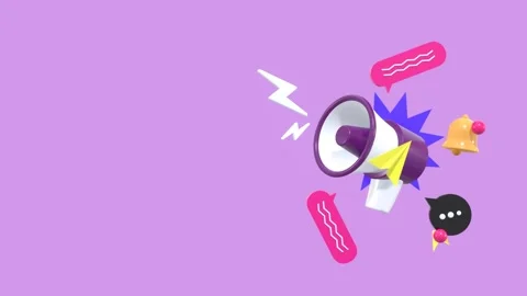 Animated Megaphone With Speech Bubble With Copy Space. Видео 287355036