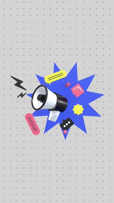 Animated Megaphone With Speech Bubble In Vertical Video. Stock Footage 287355035