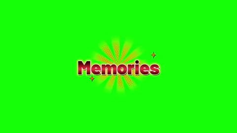 Animated memories text overlay featuring radiant yellow sunburst graphics Stockbeeldmateriaal 345129127