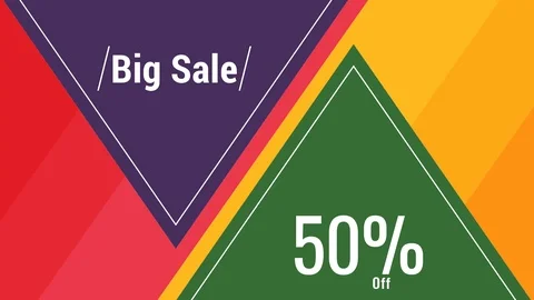 Animated message about the promotion up to 50 percent off discount. Big Sale Stock Footage 89479750