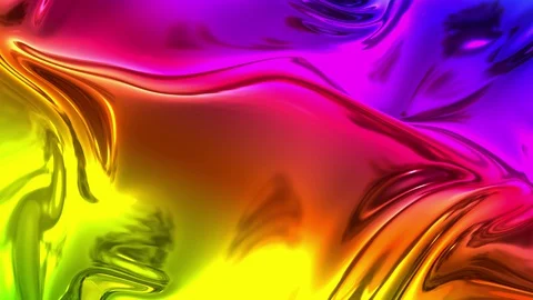 Animated metalic rainbow color gradient on fabric with folds in 4k. 3D render of Stock Footage 130122368