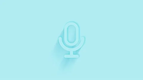 Animated microphone icon with shadow on blue background. Neumorphism minimal Stock Footage 159829161