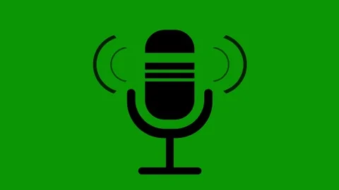 Animated microphone icon with sound waves on green screen Stock Footage 339828833