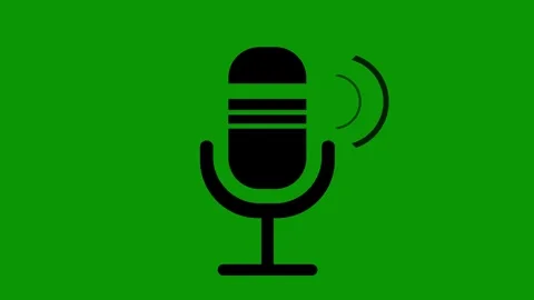 Animated microphone icon with sound waves on green screen Stock Footage 339828837