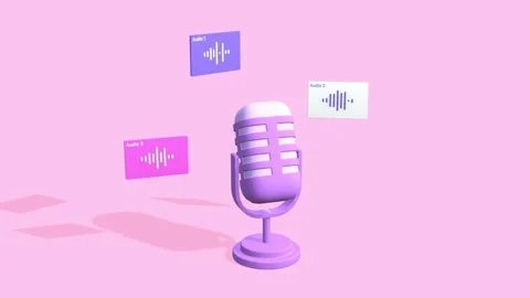 Animated Microphone Podcast With Audio Chat Conversation. Stock Footage 276014980