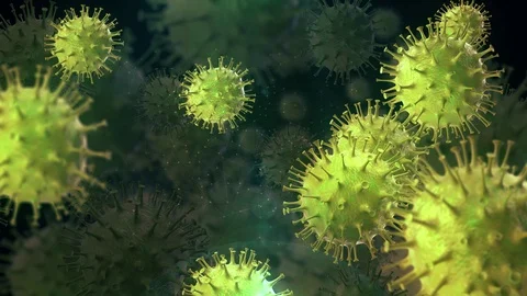 Animated Microscopic view of pandemic SARS-CoV-2 known as 2019-nCoV, Covid-19. Видео 128754587