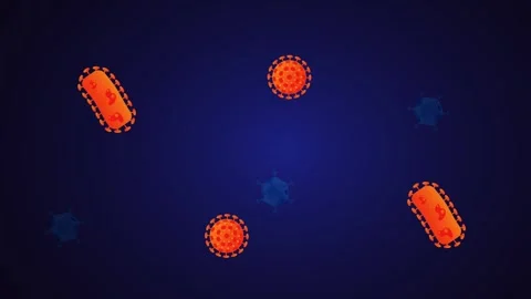 Animated microscopic viruses and bacteria floating in dark blue fluid, scie.. 库存影片 338315924