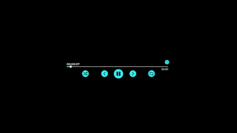 Animated minimalist media player interface with playback controls and progr.. Stock Footage 318789027