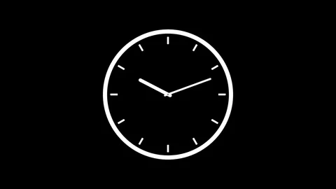 Animated Minimalist White Analog Clock Time Passing Loop Stock Footage 341780298