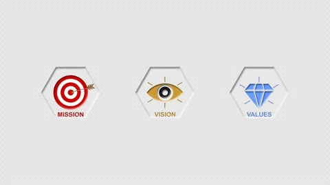 Animated mission vison values icon set in hexagonal shape Stock Footage 295794695