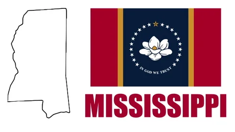 Animated Mississippi Map and State Flag Showcase Stock Footage 321638149