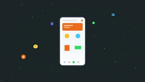 Animated mobile app interface with colorful icons Vídeos de archivo 342599125