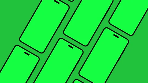 Animated mobile mockups with green screen or chroma key Stock Footage 308806588