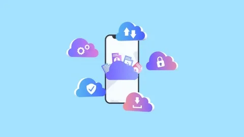 Animated Mobile Phone With Cloud Computing Icons. 스톡 동영상 310977370