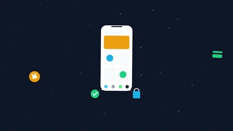 Animated mobile phone icons with digital elements Stock Footage 342599136