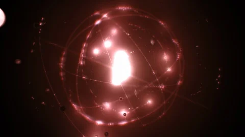 Animated model of atomic nucleus and electrons red Vidéo 118965609
