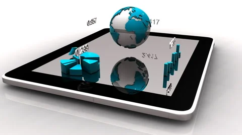 Animated modern financial instruments on a tablet screen Stock Footage 62504608