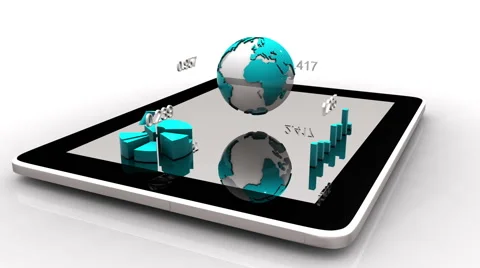 Animated modern financial instruments on a tablet screen Stock Footage 62505276
