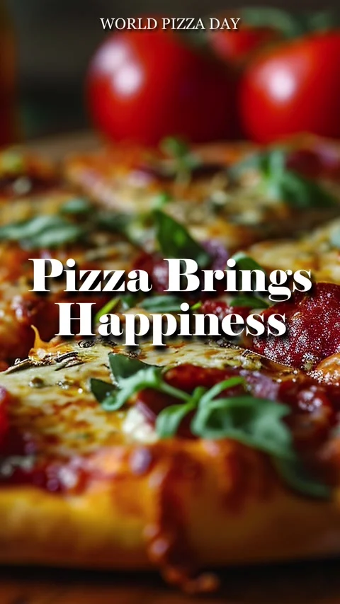 Animated Modern Typography Of Pizza Title Quote Pizza Brings Happiness 库存影片 295918461