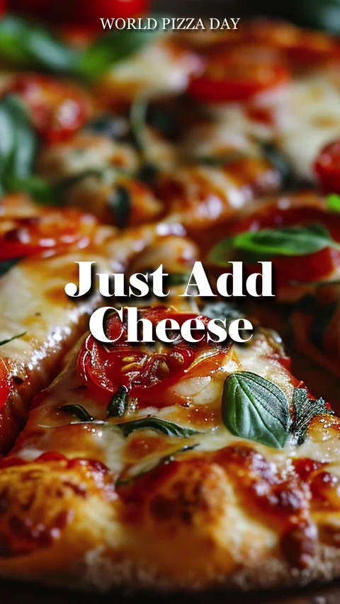 Animated Modern Typography Of Pizza Title Quote Just Add Cheese Vidéo 295918503