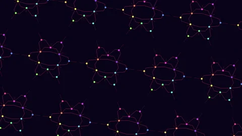 Animated molecular network pattern with colorful nodes on dark science Stock Footage 330060420