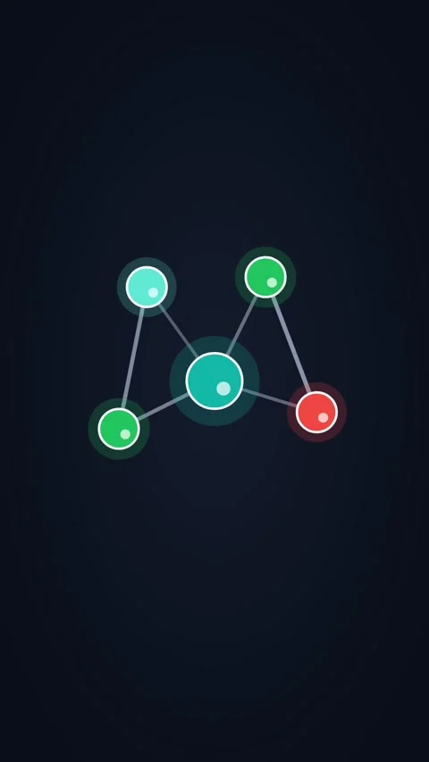 Animated molecule structure atoms rotating, vertical 9:16 seamless loop HD Stock Footage 345160936