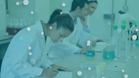 Animated molecules and math equations depict a medical tech concept in Germany. Stock Footage 329695905