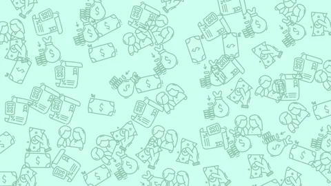 Animated Money Icons Pattern Background Loop for Financial Concepts and Bus.. Stock Footage 318533356