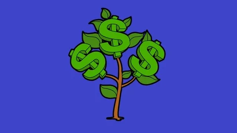 Animated Money Tree on Blue Screen:  Looping + Matte Video stock 72709430
