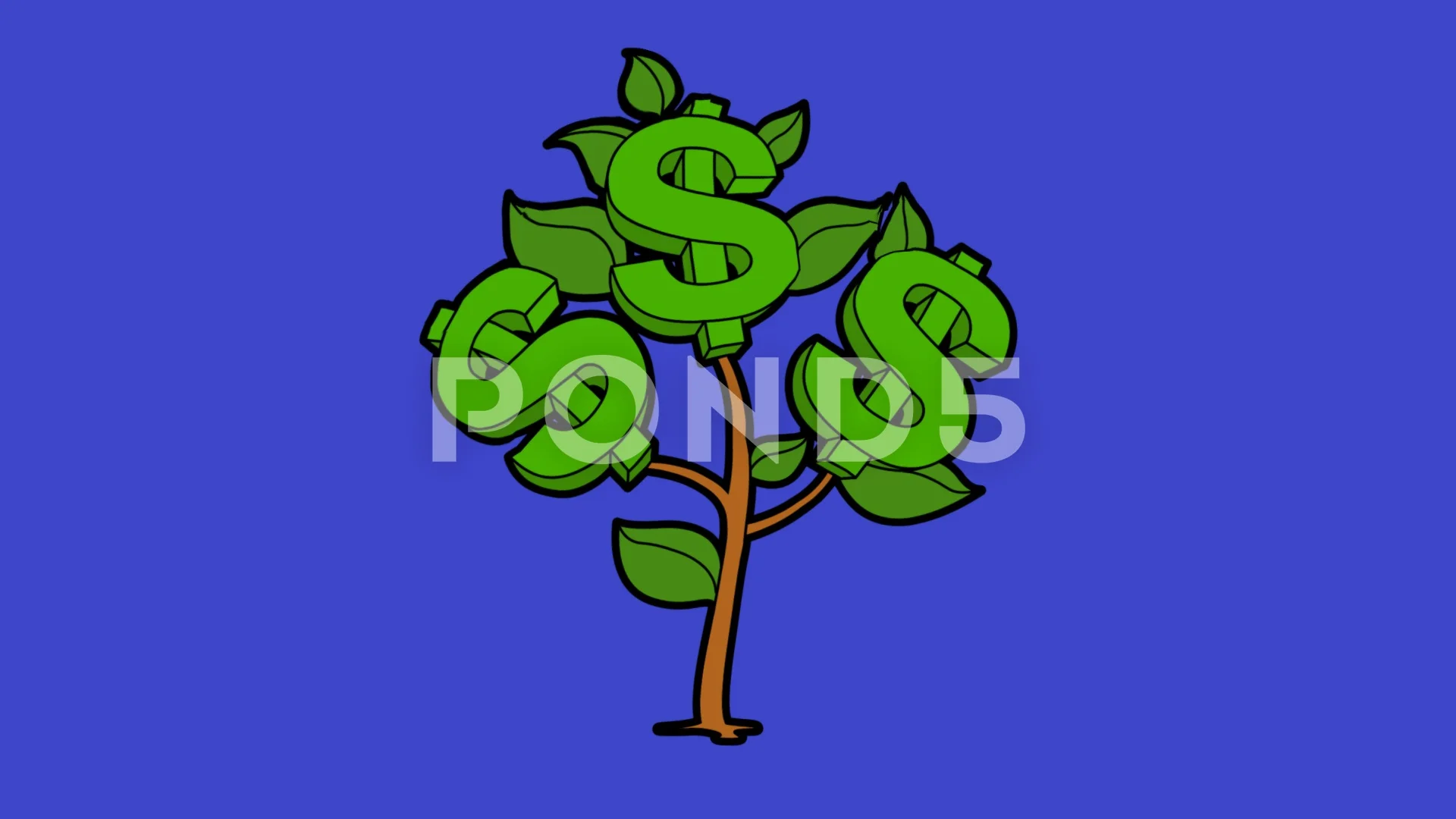 Animated Money Tree on Blue Screen: Loo... | Stock Video | Pond5