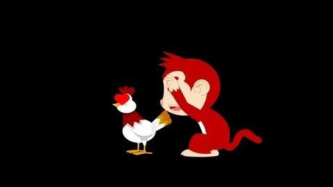 Animated Monkey Plucking Chicken Feathers Stock Footage 278342073