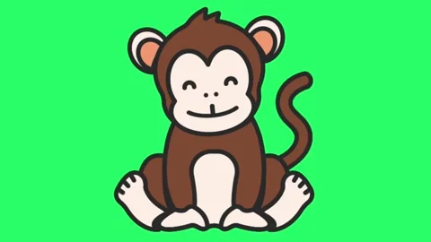 Animated monkey sitting on green screen. Stock Footage 252018971