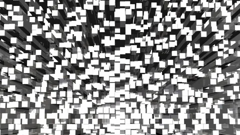 Animated Monochrome Abstract Background with Rectangular Reflective Blocks Stock Footage 86657362