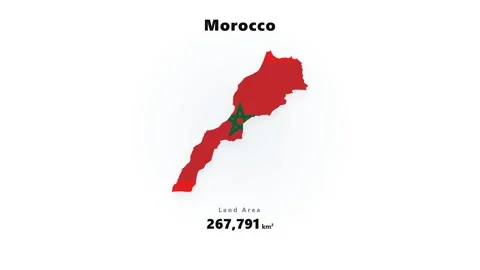 Animated Morocco map silhouette with red outline and green coastal location Stock Footage 345686496