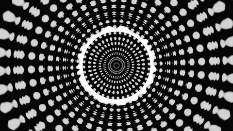 Animated mosaic of abstract shapes. Looped background of wave lines. Black and w Stock Footage 247943390